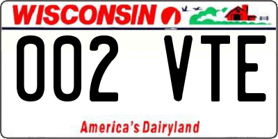 WI license plate 002VTE