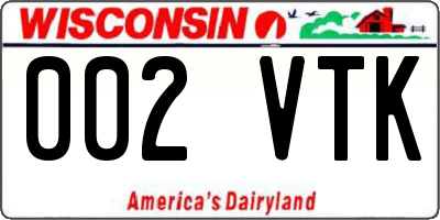 WI license plate 002VTK