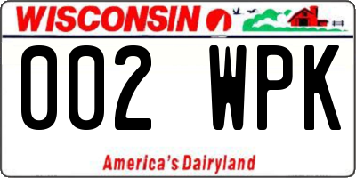 WI license plate 002WPK