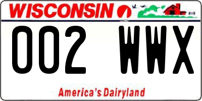 WI license plate 002WWX