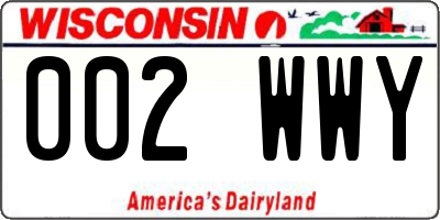 WI license plate 002WWY