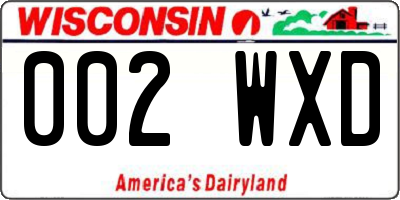 WI license plate 002WXD