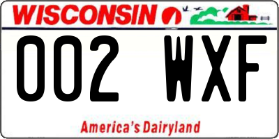 WI license plate 002WXF