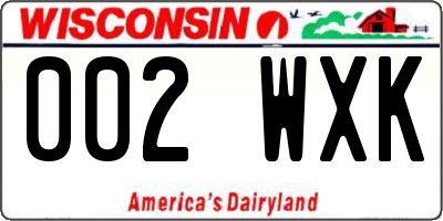 WI license plate 002WXK