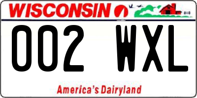 WI license plate 002WXL