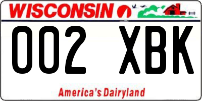 WI license plate 002XBK