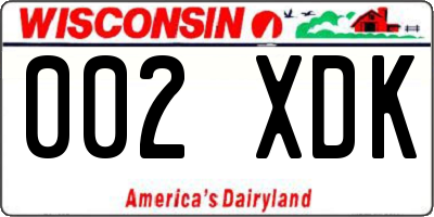 WI license plate 002XDK
