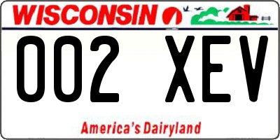 WI license plate 002XEV