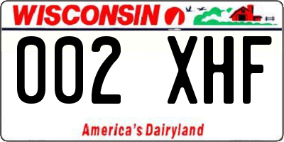 WI license plate 002XHF