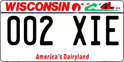WI license plate 002XIE