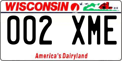 WI license plate 002XME