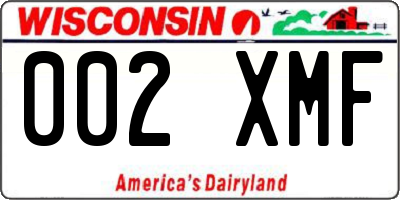WI license plate 002XMF