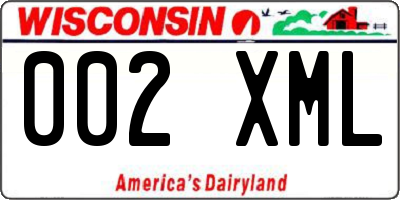 WI license plate 002XML
