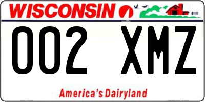 WI license plate 002XMZ