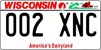 WI license plate 002XNC