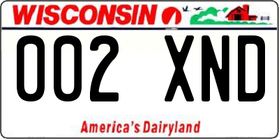 WI license plate 002XND