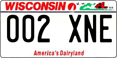 WI license plate 002XNE