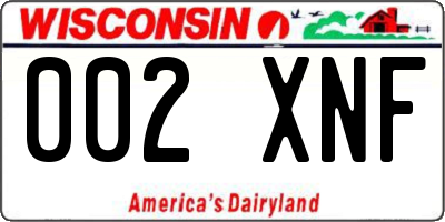 WI license plate 002XNF