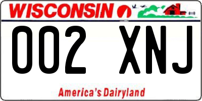 WI license plate 002XNJ