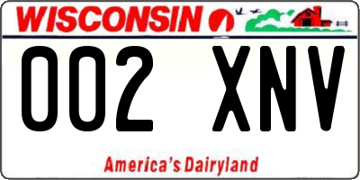 WI license plate 002XNV
