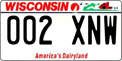 WI license plate 002XNW