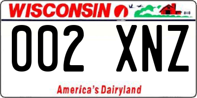 WI license plate 002XNZ
