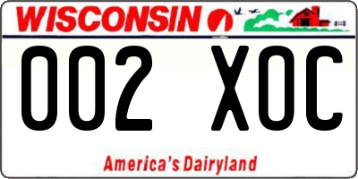 WI license plate 002XOC
