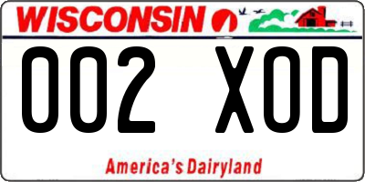 WI license plate 002XOD