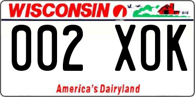 WI license plate 002XOK