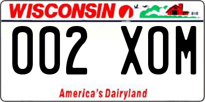 WI license plate 002XOM