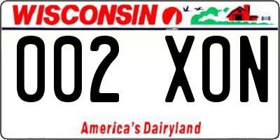 WI license plate 002XON