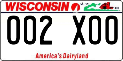 WI license plate 002XOO