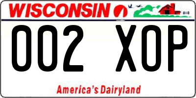 WI license plate 002XOP