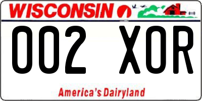WI license plate 002XOR