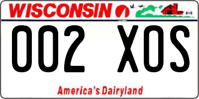 WI license plate 002XOS