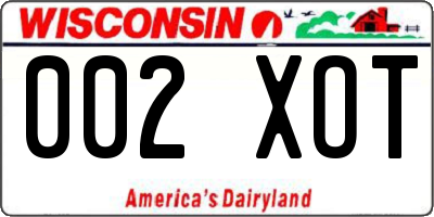 WI license plate 002XOT