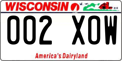 WI license plate 002XOW