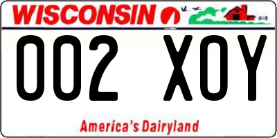 WI license plate 002XOY