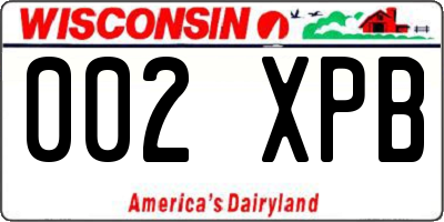 WI license plate 002XPB