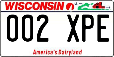 WI license plate 002XPE