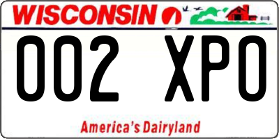 WI license plate 002XPO