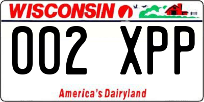 WI license plate 002XPP