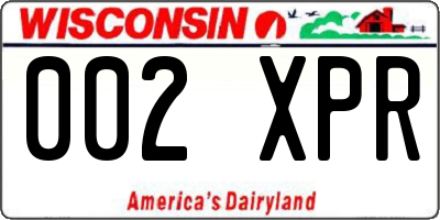 WI license plate 002XPR