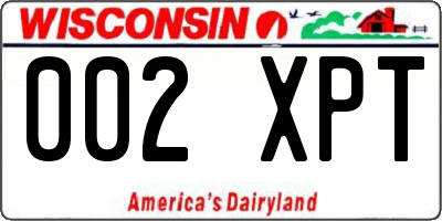 WI license plate 002XPT