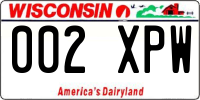 WI license plate 002XPW