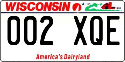 WI license plate 002XQE