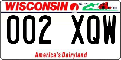 WI license plate 002XQW