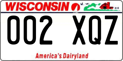 WI license plate 002XQZ