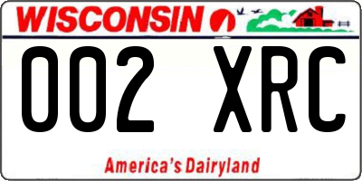 WI license plate 002XRC