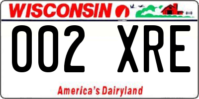 WI license plate 002XRE